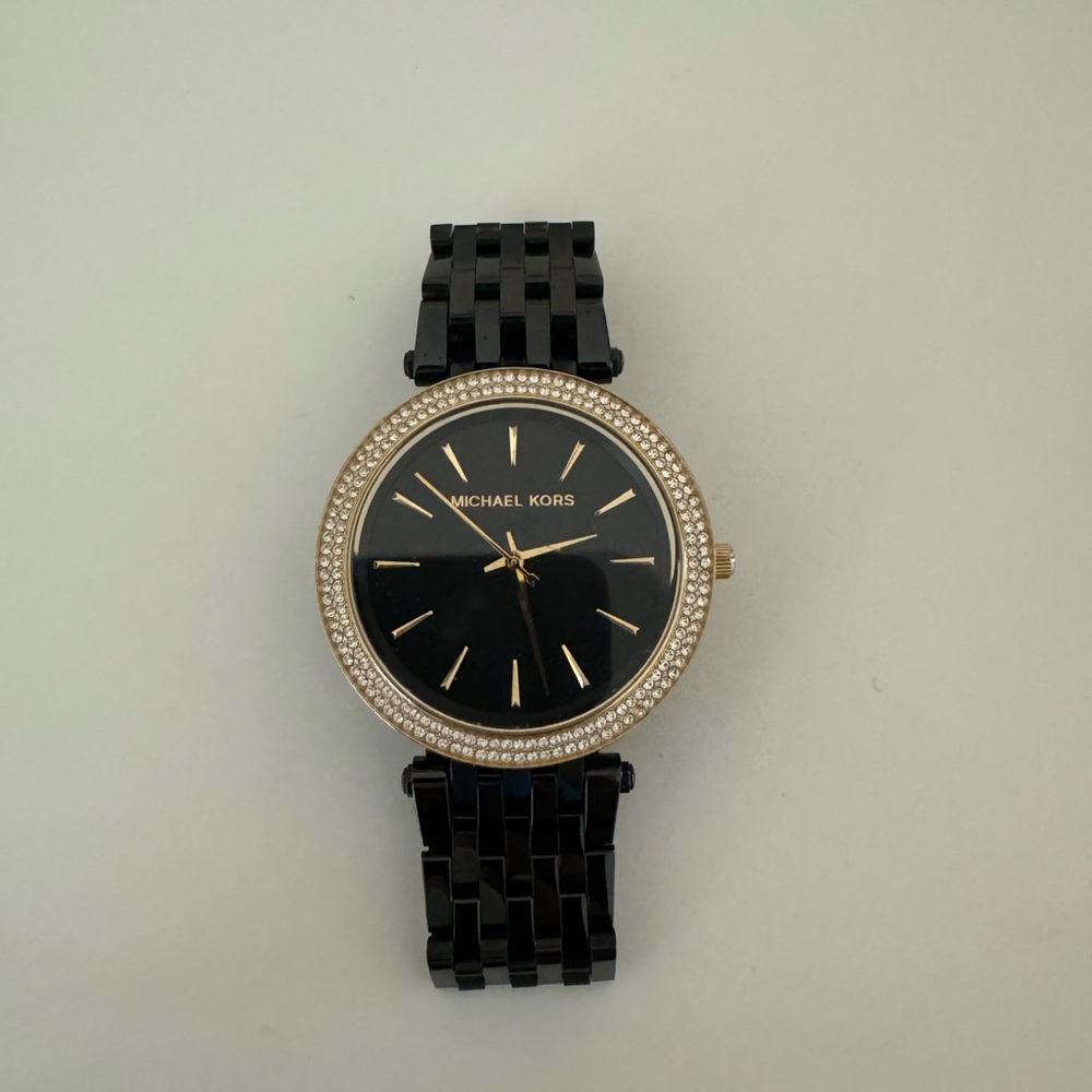Black & Gold Michael Kors Rhinestone Watch